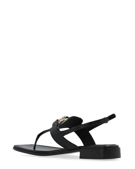 Ferragamo Black Gancini Slingback Sandals