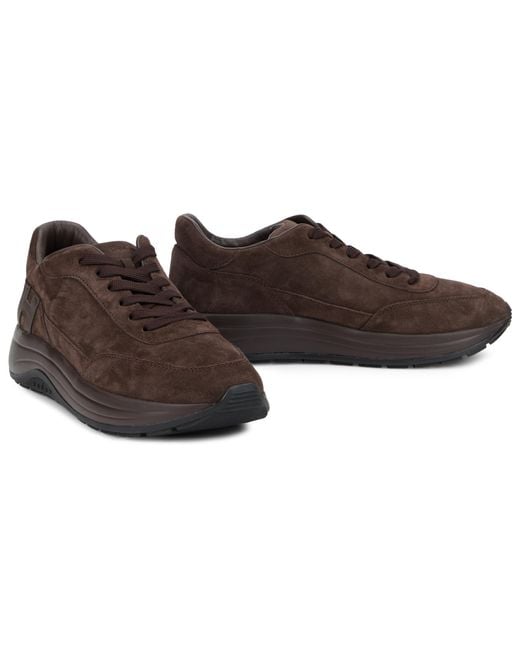 Hogan Brown Sneakers Suede Calfskin Trainers for men