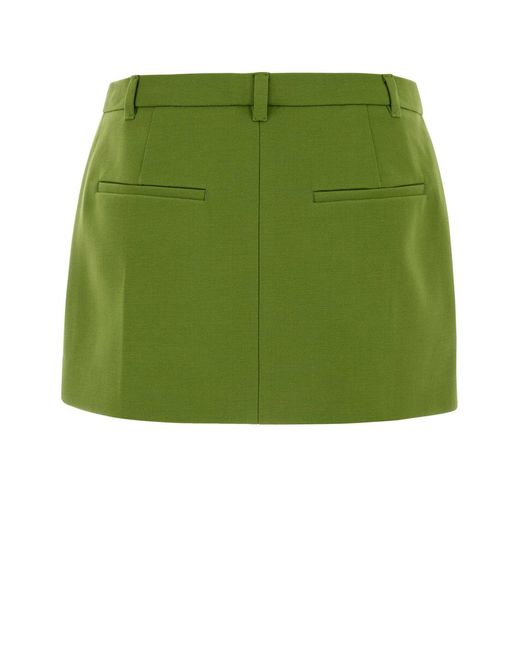 Miu Miu Green Stretch Jersey Mini Skirt