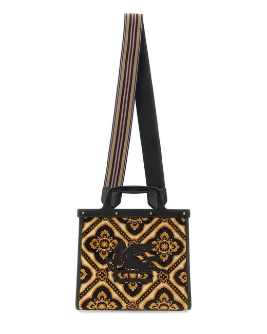 Etro Black Love Jacquard Logo-embroidered Small Tote Bag