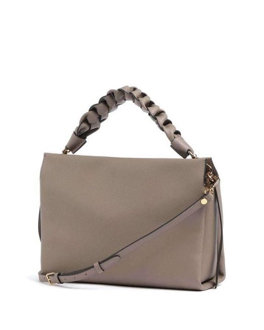 Coccinelle Gray Hobo Bag Warm Taupe-Rosette Taupe/Rosette Double Grainy Leather Handbags