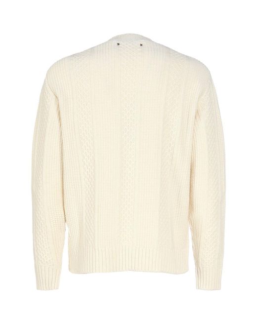 Golden Goose Deluxe Brand Natural Wool Crewneck Sweater With Embroidery for men