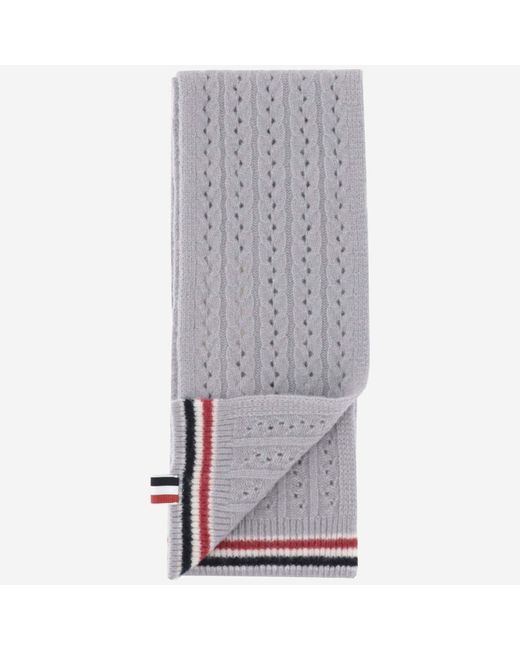 Thom Browne Gray Cashmere Wool And Silk Blend Scarf