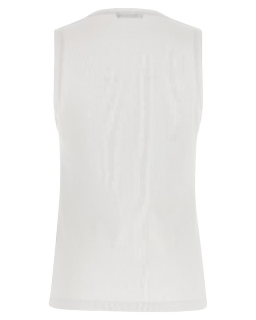 Balmain White Logo Embroidery Tank Top
