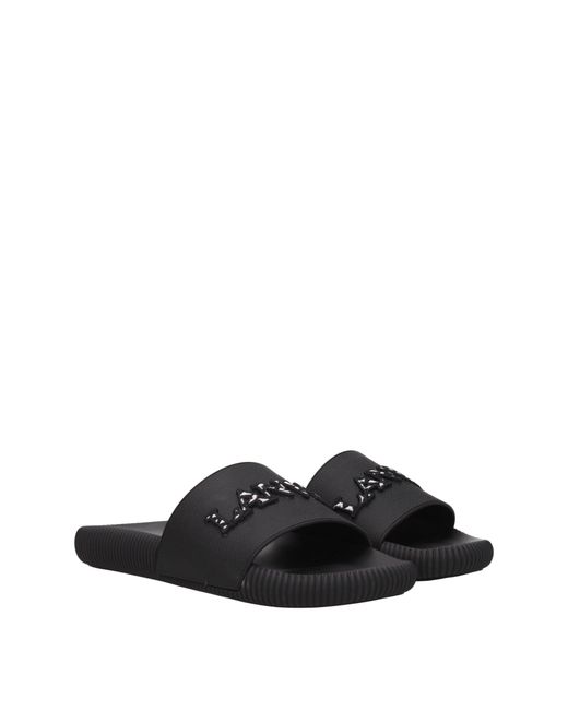 Lanvin Black Embellished Logo Slides