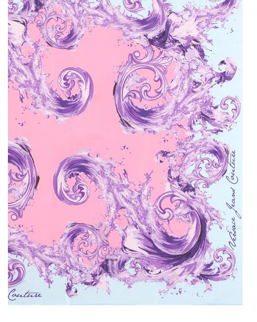 Versace Jeans Couture Purple Silk Foulard Scarf