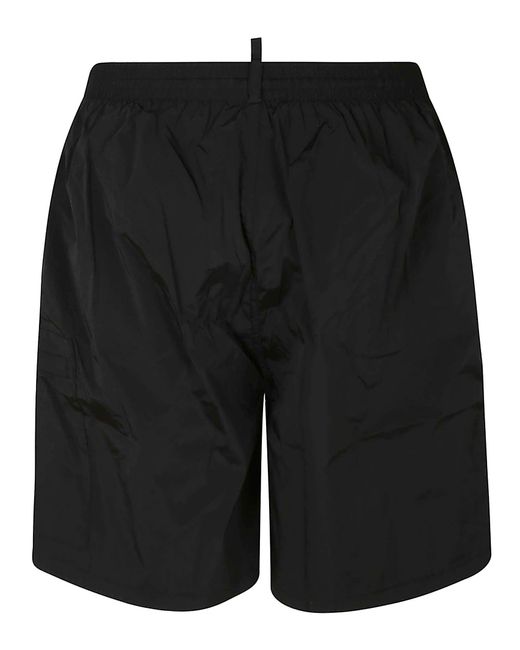 DSquared² Black Elastic Drawstring Waist Cargo Shorts for men