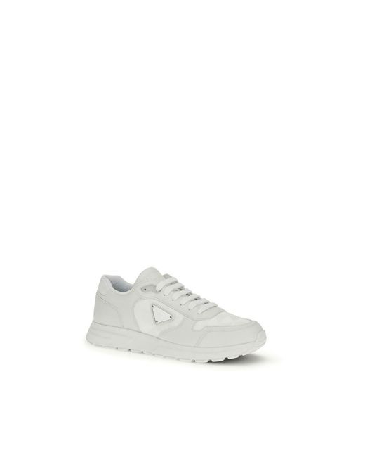 Prada White Recycled Polyamide Athletic Sneakers for men
