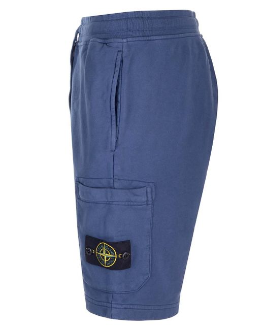 Stone Island Blue Bermuda Shorts With Cargo Pocket for men