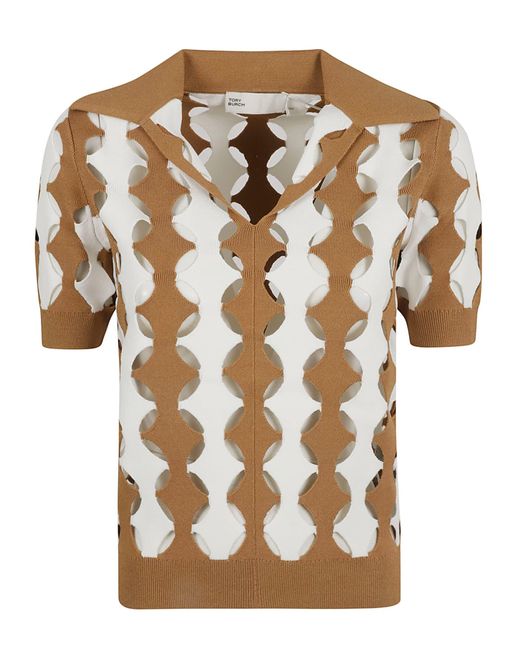 Tory Burch Multicolor Cut-out Polo Shirt