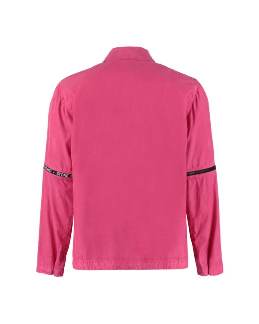 Stone Island Pink Detachable-Sleeves Overshirt for men