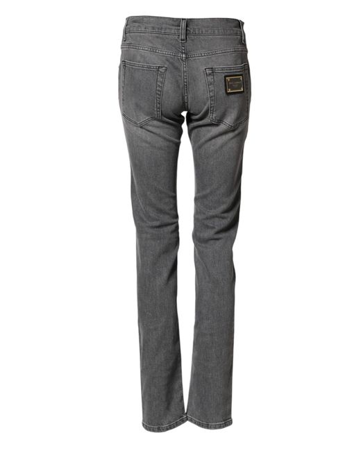 Dolce & Gabbana Gray Cotton Mid Waist Skinny Denim Jeans Co+02 Clothing for men