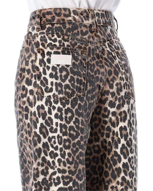 Ganni Multicolor Leopard Denim Stary Jeans