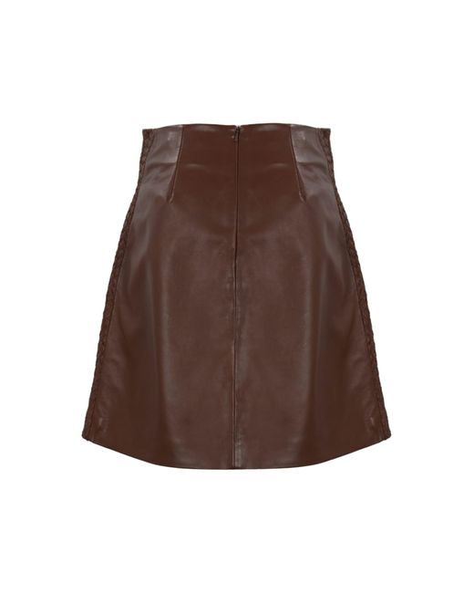 Weekend by Maxmara Brown Ocra Nappa Leather Skirt