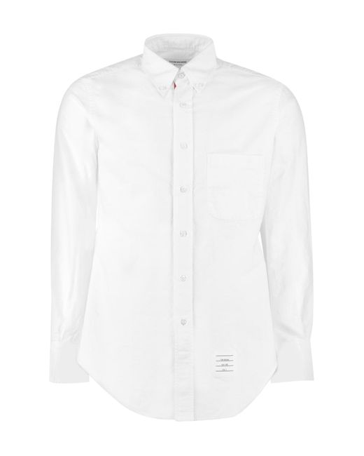 Thom Browne White Button-down Collar Cotton Shirt for men
