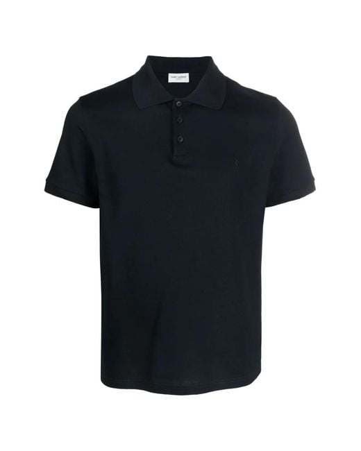 Saint Laurent Blue Cassandre Ysl Logo Polo Shirt Clothing & T-Shirts for men