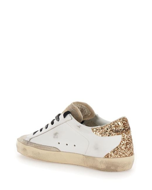 Golden Goose Deluxe Brand White 'Superstar' Low Top Sneakers With Glitters