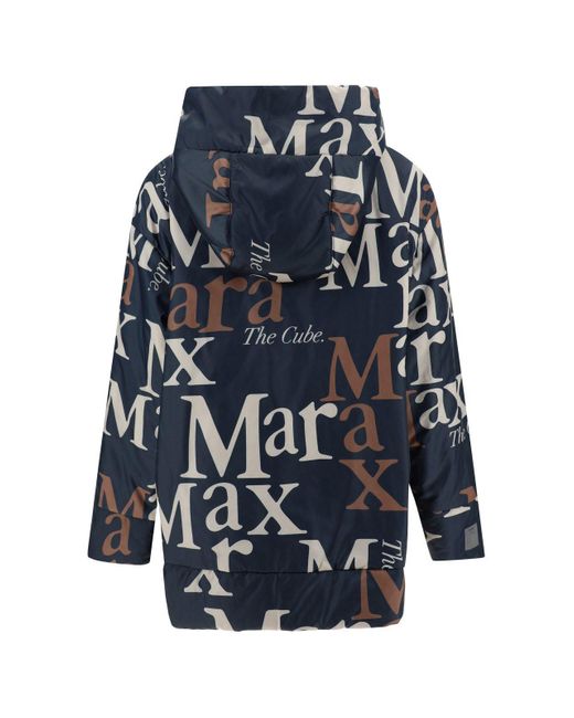 Max Mara The Cube Blue Reversible Hooded Padded Jacket