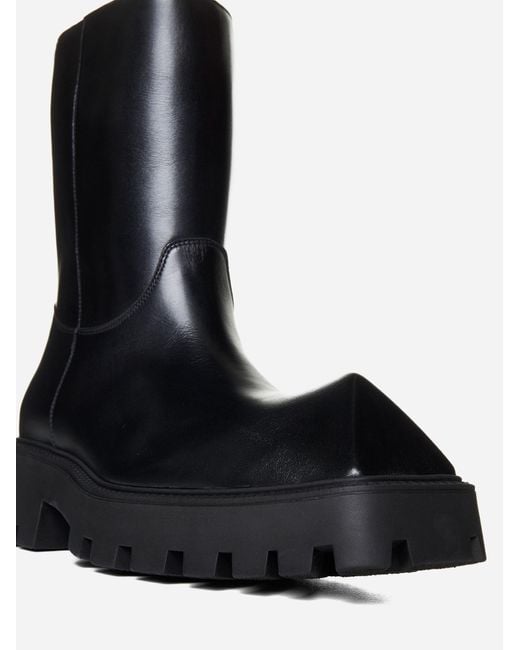 Balenciaga Black Rhino Leather Ankle Boots for men