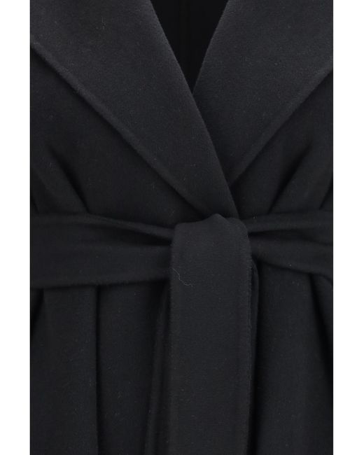 Max Mara Black Long Robe Coat