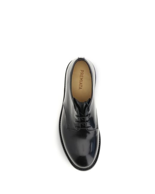 Premiata Black Lace-Up Shoes Leather Upper: Calf for men