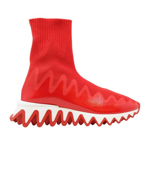 Christian Louboutin Red Loubi Fabric Sharkysock Sneakers