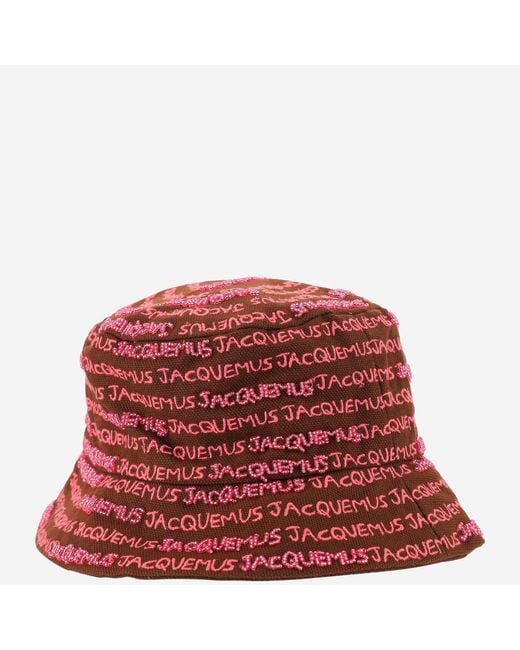 Jacquemus Red Bucket Hat Le Bob Cotton