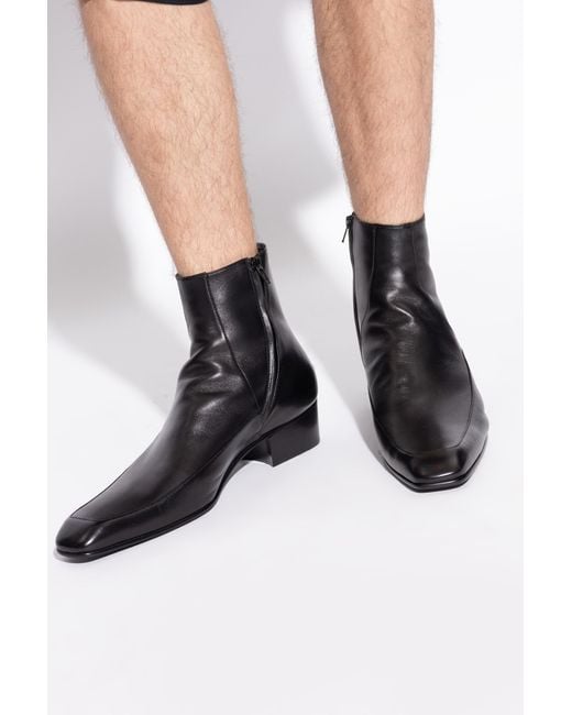 Saint Laurent Black Leather Ankle Boots 'Ozil' for men