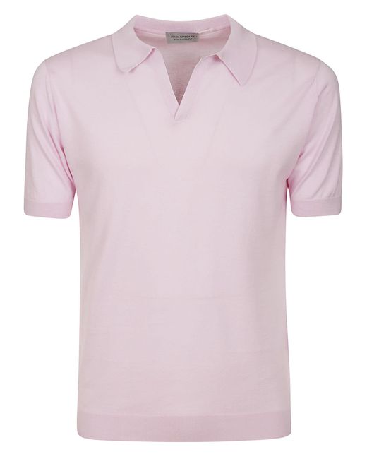 John Smedley Pink Noah Skipper Collar Shirt Ss for men