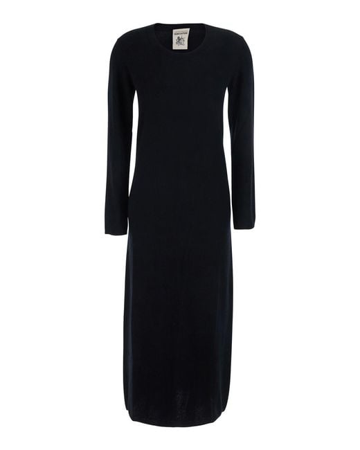 Semicouture Black Long Dress Brenda Knit Wool-Cashmere