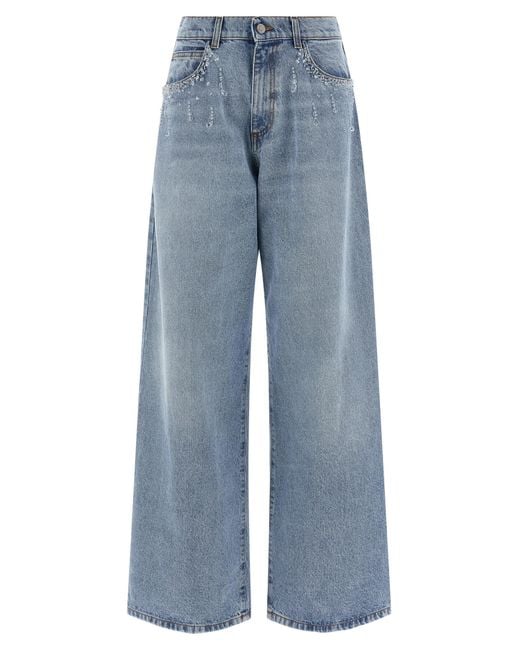 GIUSEPPE DI MORABITO Blue Crystal Jeans Cotton