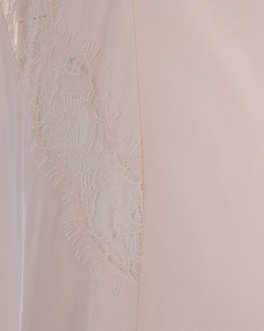 Pinko Pink Sleeveless Twill Viscose Top With Lace Accents