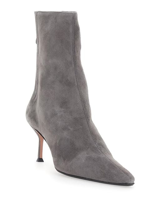 Aquazzura Gray Ankle Boots Suede 6.5 Cm Heel Kid