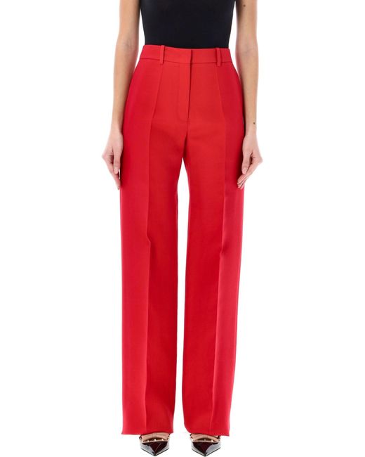 Valentino Garavani Red Crepe Couture Trousers