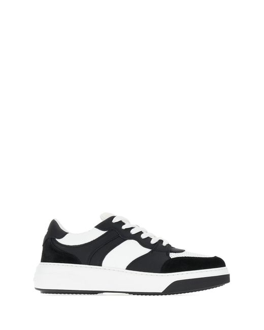 DSquared² Black Two-Tone Leather Bumper Sneakers for men