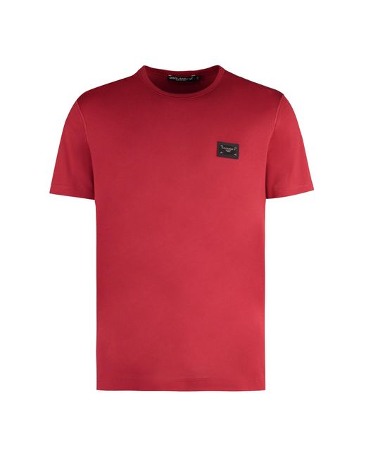 Dolce & Gabbana Red Cotton Crew-Neck T-Shirt for men