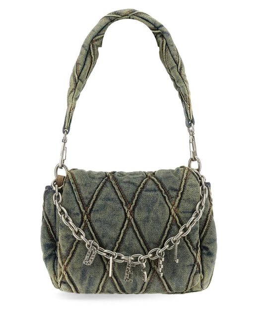 DIESEL Green Charm-D Small Shoulder Bag