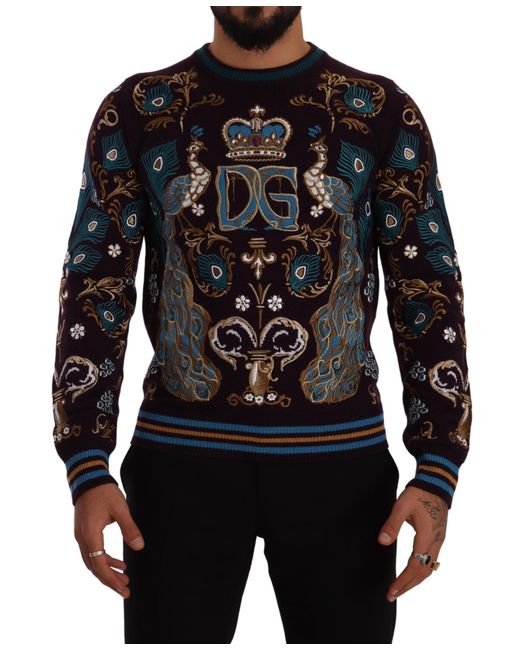 Dolce & Gabbana Black Cashmere Dg Crown Embroidered Sweater Clothing for men