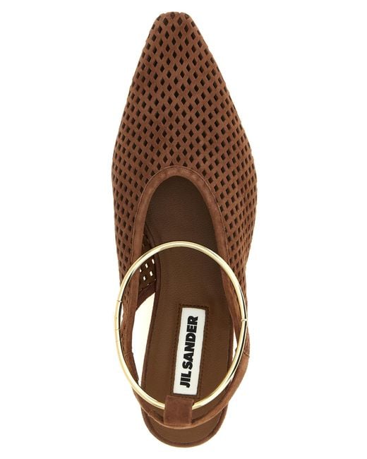 Jil Sander Brown 'Sling Back' Ballet Flats