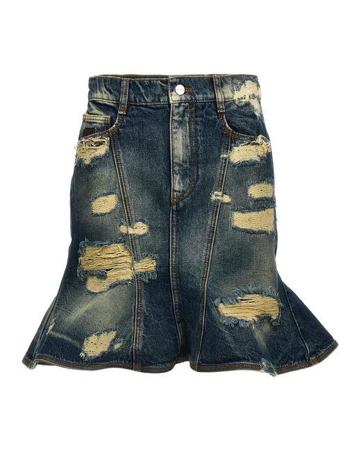 Marc Jacobs Blue 'The Rip And Repair Straight Jean' Skirt