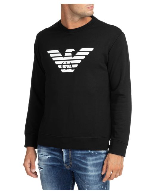 Emporio Armani Black Cotton Sweatshirt for men