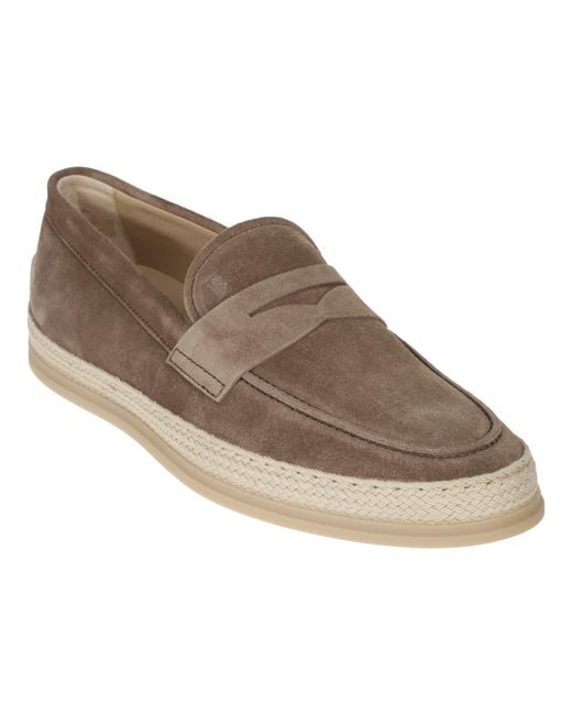 Tod's Brown Rafia Tv Loafers for men