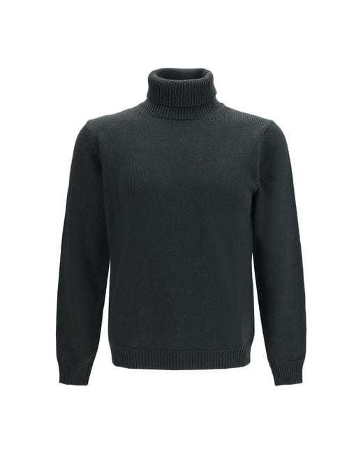 Roberto Collina Gray Turtleneck Wool Sweater Merino Ovis Aries for men