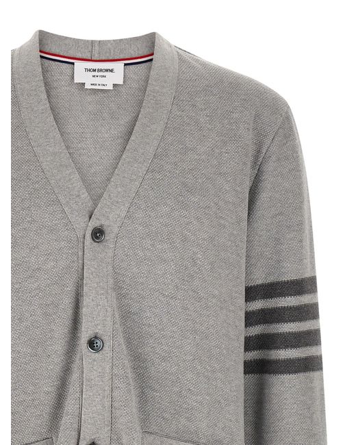 Thom Browne Gray 4Bar Cardigan for men