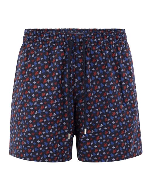 Vilebrequin Blue Stretch Beach Shorts With Patterned Print for men