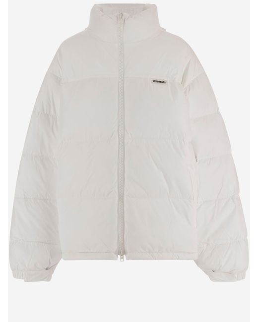 Vetements White Nylon Padded Jacket With Logo