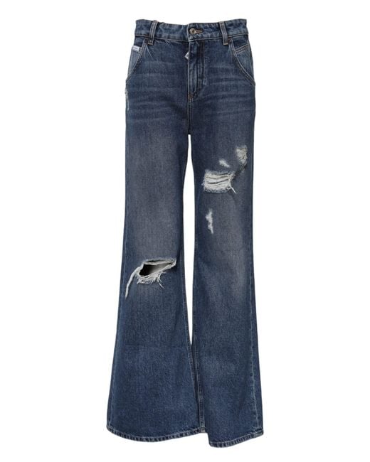 Dolce & Gabbana Blue Distressed Wideleg Jeans