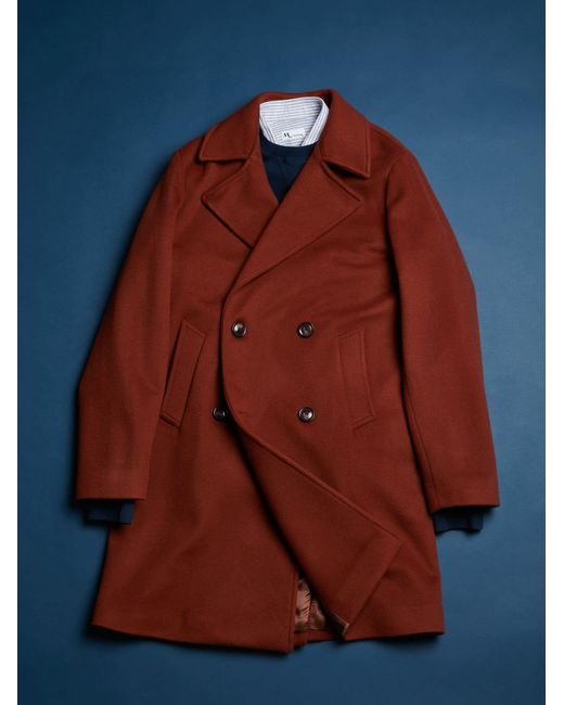 Doppiaa Blue Aalbany Rust Double Breasted Coat for men