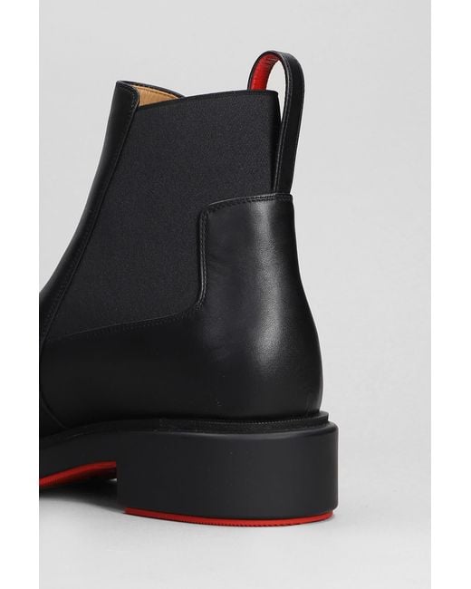 Christian Louboutin Black Urbino Leather Chelsea Boots for men