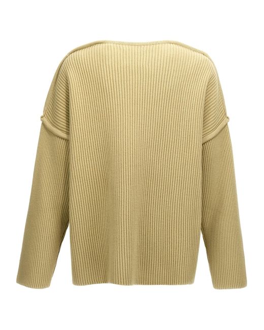 Jil Sander Natural Geometric Neckline Sweater for men